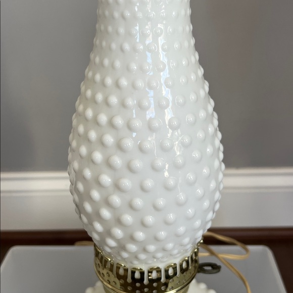 Vintage Hobnail Milk Hurricane Glass Lamp - Picture 2 of 7